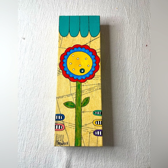 Cheerful Flower painting on canvas bright colorful fun - Picture 1 of 5